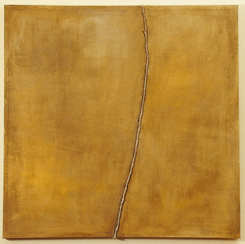 Bilde 13: 110x110 cm, oil on canvas with wool thread making the line december 2001.